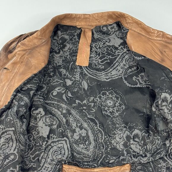 Empresa Italian Designer Brown Real Leather Motorcycle Jacket Womens Size 44 (S) - Picture 7 of 11